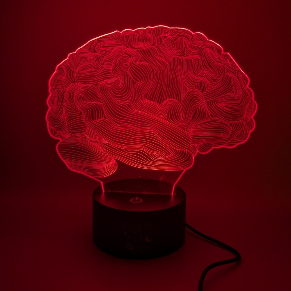 Elstey 3D Illusion Night Light Brain LED Lamp with USB Base Red Glow